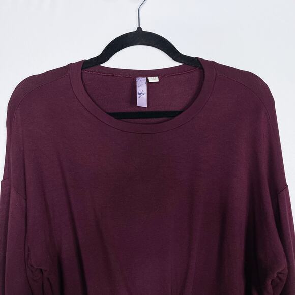 Alya Burgundy Red 2XS XXS Twist Front Lace Inset Long Sleeve Top Modal Stretch - Picture 4 of 9